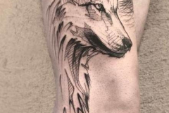 Татуировка : Волк, Животные на бедре