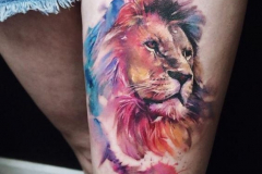 Татуировка : Животные, Цветные, Лев на бедре
