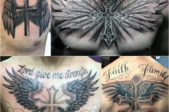 Татуировка : Крылья, Крест на груди