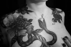 Татушка : Змея, Цветы на груди