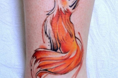 Татуировка : Животные, Лиса, Цветные на голени (икре)