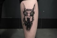 Татуировка : Животные, Собака на голени (икре)