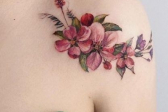 Татуировка : Цветы, Цветные на ключице