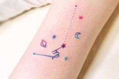 Татуировка : Цветные, Луна, Космос, Зодиак на плече