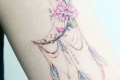 Татуировка : Цветы, Луна, Цветные на плече