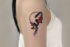Татуировка : Цветы, Цветные, Узор, Змея на плече