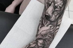 Татуировка : Животные, Рукав, Медведь на плече