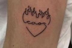 Татуировка : Сердце, Надпись, Огонь на плече