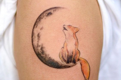 Наколка : Луна, Лиса, Животные на плече