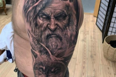 Татуировка : Люди, Волк, Птицы, Ворон, Животные на плече