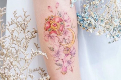 Татуировка : Цветные, Цветы, Сердце на предплечье