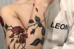 Татуировка : Роза, Цветы, Цветные на предплечье