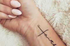 Татуировка : Надпись, Крест на предплечье