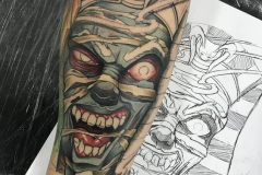 Татуировка : Демон, Цветные, Рукав на предплечье