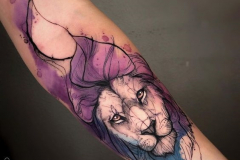 Татуировка : Лев, Животные, Цветные на предплечье