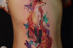 Татуировка : Животные, Лиса, Цветные на ребрах