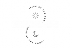 Татуировка : Луна, Солнце, Надпись - эскиз