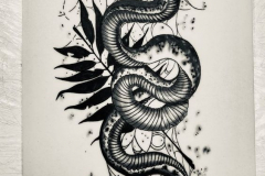 Татуировка : Змея, Листья - эскиз