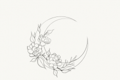 Татуировка : Цветы, Листья, Луна