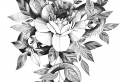 Татуировка : Цветы, Листья - эскиз