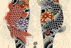 Татуировка : Зодиак, Цветные, Рыбы - эскиз