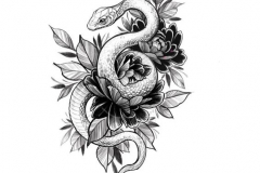 Татуировка : Цветы, Змея - эскиз
