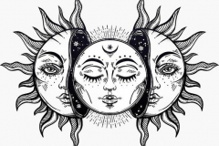 Татуировка : Луна, Солнце - эскиз