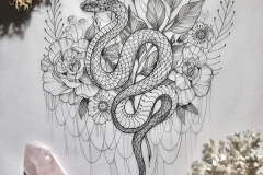 Татуировка : Змея, Цветы - эскиз